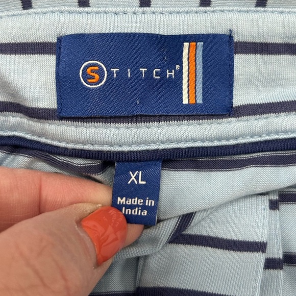 Stitch Men's Blue Striped Polo Golf Shirt Short Sleeve preppy soft - Picture 6 of 8